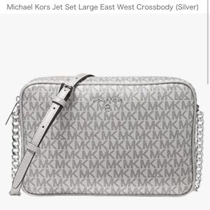 Michael Kors Jet Set Large East West Crossbody (Silver